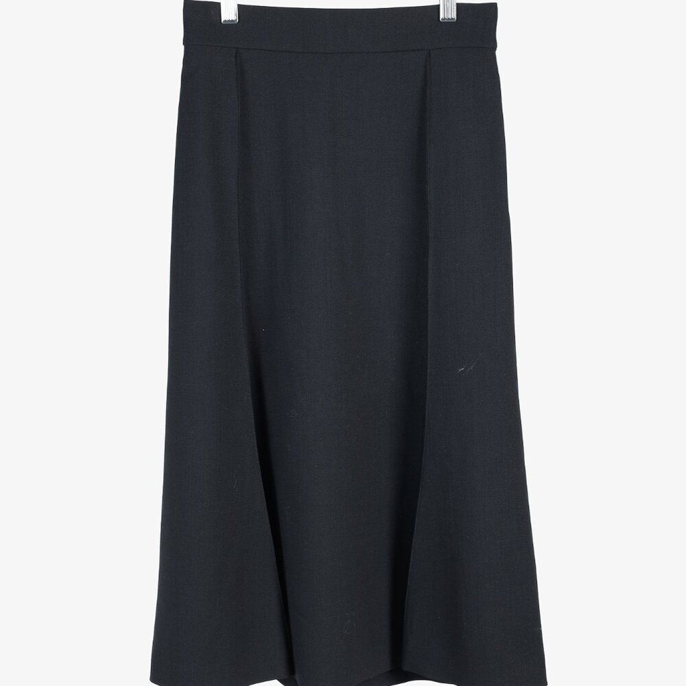 Chloe 2018 Wool Pleated Back Yoke Black Skirt